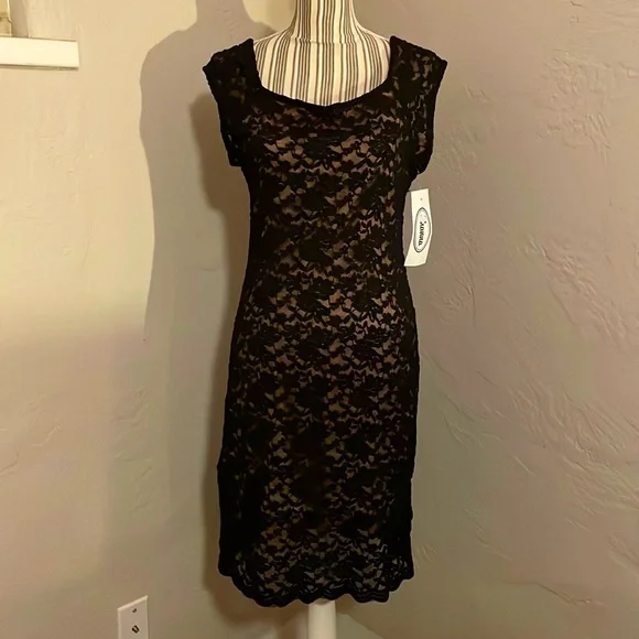 Dresses | Black Lace Dress Nude Underlay | Poshmark